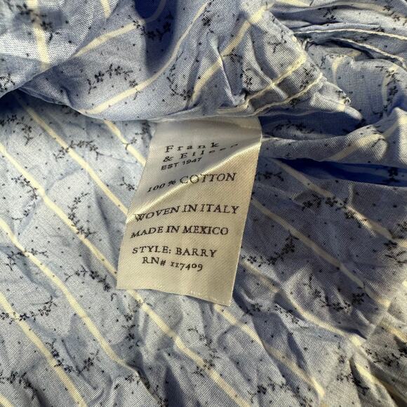 Frank & Eileen Barry Button Up Crinkle Blue Floral Women's Size Large EUC - Picture 6 of 8